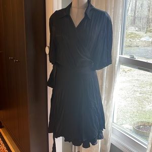 ZARA black satin effect wrap dress